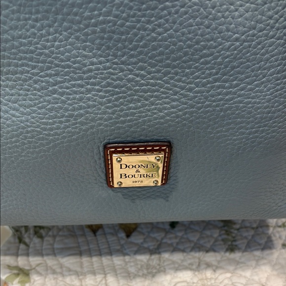 Dooney & Bourke Blue and Brown Hobo Bag with Tassel - Picture 2 of 6